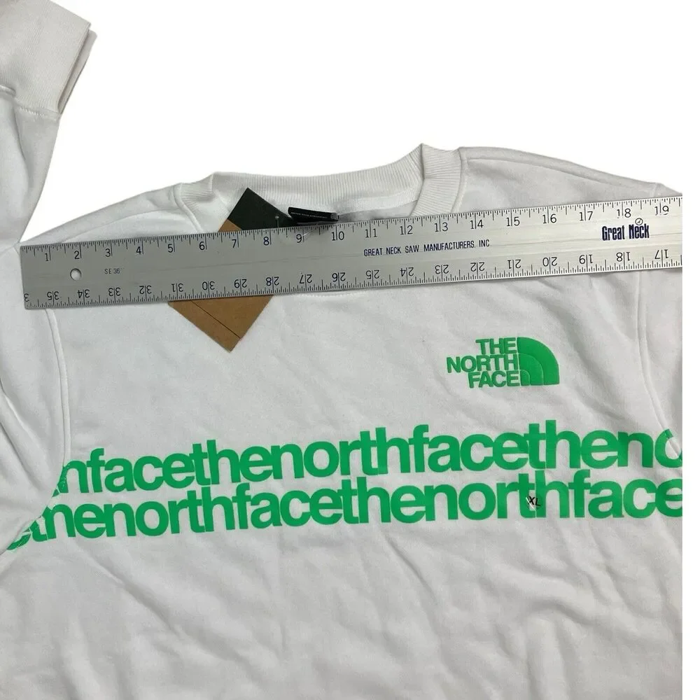 The North Face Sweatshirt Mens XL White Fleece Green Spellout Outdoors Logo‎